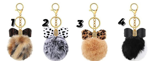 Puffball w/ Bow Keychain
